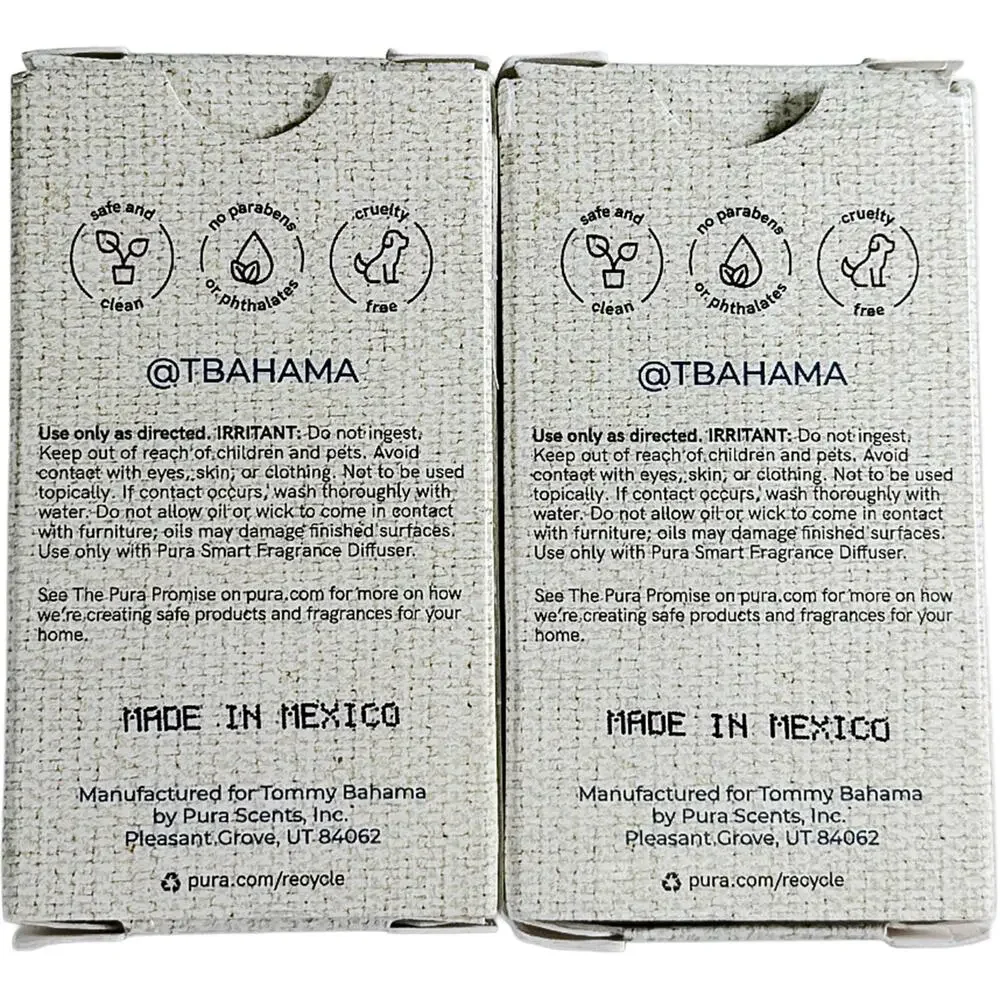 Pura Smart Scent Tommy Bahama Coconut Oasis Fragrance Refill 2-Pack New NIP